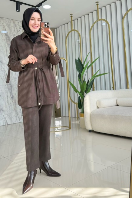 ARMİNE TREND BELİ İPLİ PANTOLONLU TAKIM 25KT660