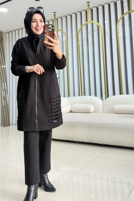 ARMİNE TREND CEKET FİLE DETAYLI PANTOLONLU TAKIM 25KT693