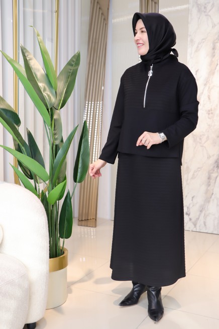 ARMİNE TREND ÇİZGİ DETAYLI ETEKLİ TAKIM 25KT6112