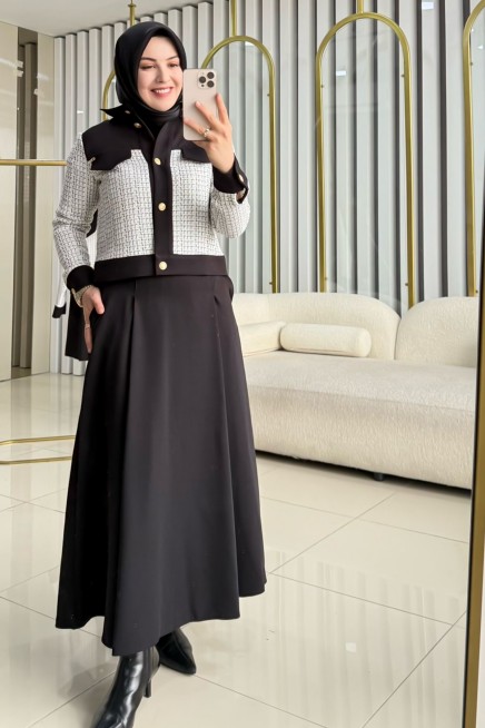 ARMİNE TREND EKOSE CEKET ETEKLİ TAKIM 25KT605