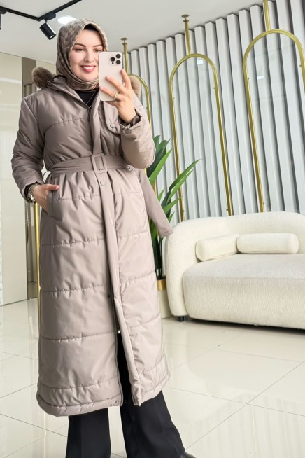 ARMİNE TREND KEMER DETAYLI KAPİTONE KABAN 25KT743