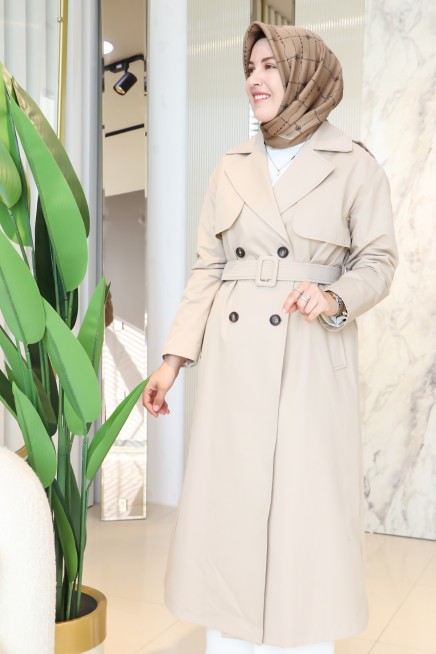 ARMİNE TREND OMUZ DÜĞME DETAY TRENÇ 25KT725