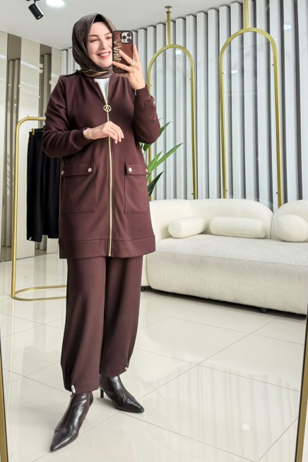 AYŞE AKAY MODAL FERMUARLI PANTOLONLU TAKIM 9744