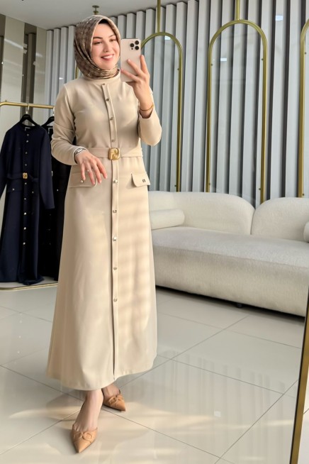 BELLİ KEMER DETAYLI ELBİSE 25KD9002