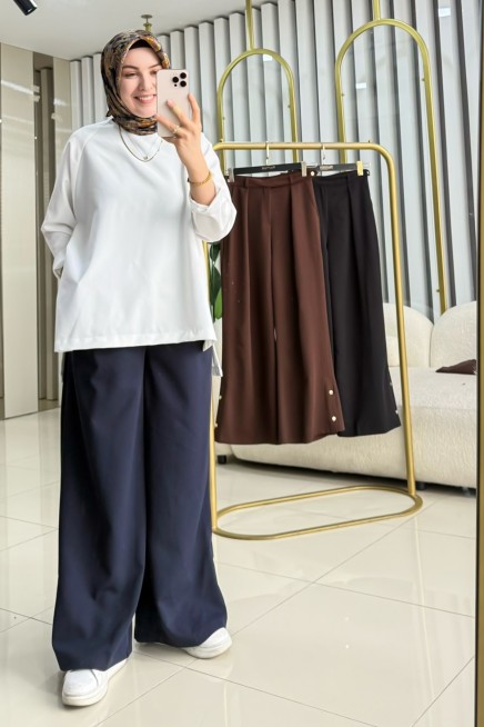 BELLİ PAÇA DÜĞME DETAY PALAZZO PANTOLON 25K2002