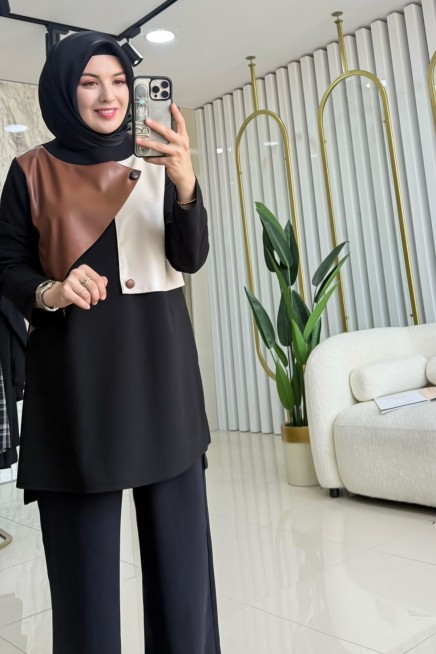 ESSWAAP ÖNÜ DERİ ALLER DETAYLI TUNİK 2421071