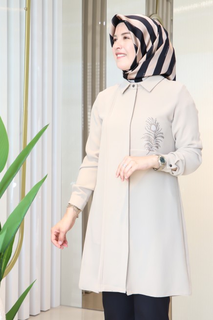 HAYA YAPRAK TAŞLI TUNİK 1592