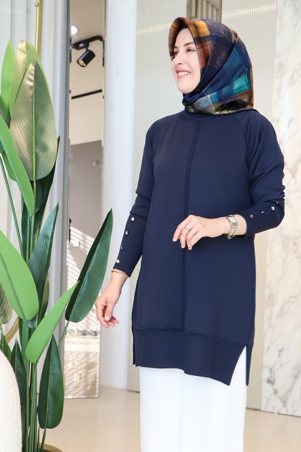 KADO ETEK UCU ÇİZGİLİ MERSERİZE TUNİK 2725019
