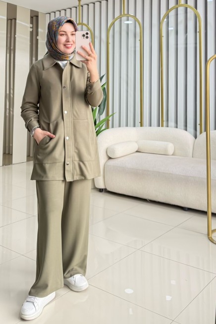 MELİH ÇITÇIT DETAYLI PANTOLONLU TAKIM 8026