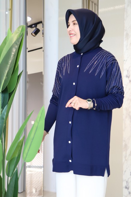 MELİH OMUZLARI KILIÇ TAŞLI TRİKO HIRKA 5034