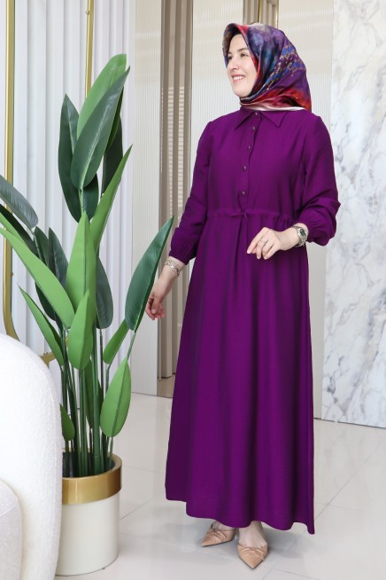 MELİH ÖN DÜĞME DETAYLI ELBİSE 6022