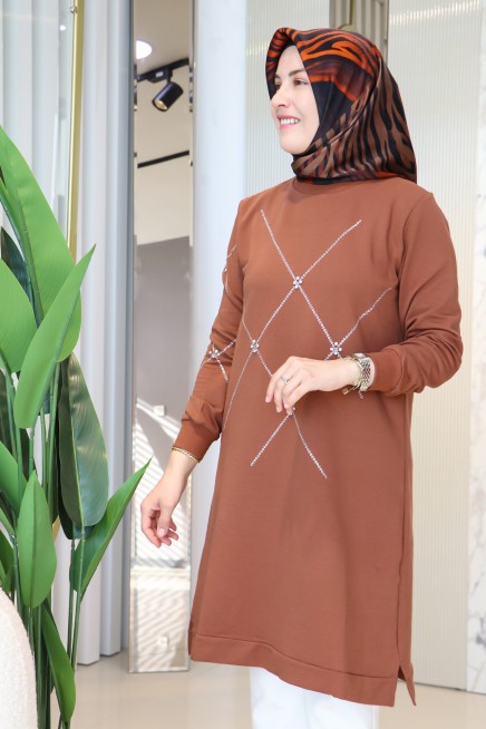 NOŞHE KOL TAŞ DETAYLI TUNİK 44043