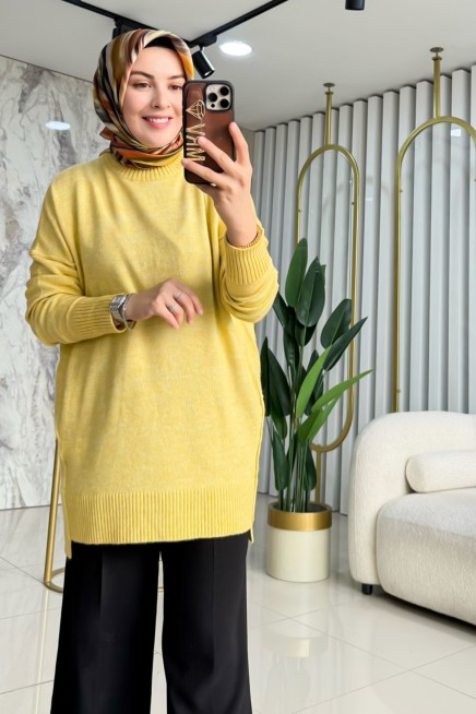 TIĞ TRİKO DİKİŞ DETAYLI BASİC TRİKO TUNİK 21460