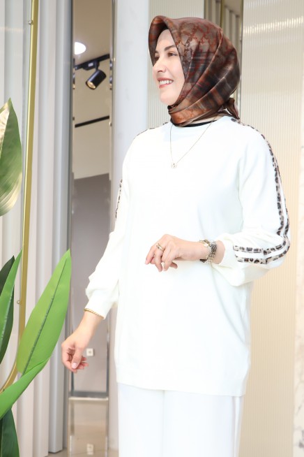 TIĞ TRİKO LEOPAR ŞERİTLİ TRİKO TUNİK 22015