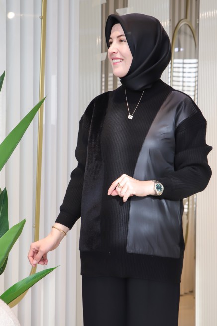 TIĞ TRİKO ÖNÜ KUMAŞ KOMBİNLİ TUNİK 21643