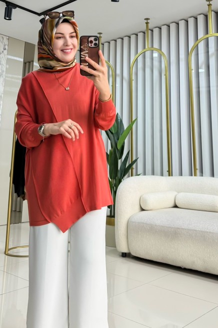 TIĞ TRİKO ÖRGÜ DETAYLI RAYON TUNİK 21872