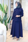 ARMİNE TREND BEL BÜZGÜLÜ DÜĞMELİ ETEKLİ TAKIM 25KT665