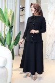 ARMİNE TREND BEL BÜZGÜLÜ DÜĞMELİ ETEKLİ TAKIM 25KT665