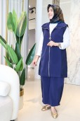 AYŞE AKAY PAROŞİT DETAY YELEKLİ PANTOLONLU TAKIM 9736