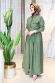 FREE MOOD DÜĞME DETAYLI KUŞAKLI ELBİSE 25064