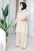 GİZEMLİ KENDİNDEN DESENLİ PANTOLONLU TAKIM T1417