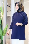 MELİH OMUZLARI KILIÇ TAŞLI TRİKO TUNİK 5031