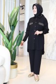 NERVÜR TAŞ DETAYLI PANTOLONLU TAKIM 3002