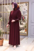 SİİNA KOL İNCİ DETAYLI KEMERLİ ELBİSE 098