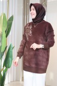 TIĞ TRİKO KÜRK KOMBİNLİ İŞLEME DETAYLI TUNİK 4011