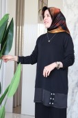 TIĞ TRİKO SATEN KUMAŞ DETAYLI TRİKO TUNİK 21689